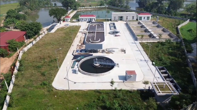 Trạm xử lý và hệ thống thu gom nước thải tại thị trấn Yên Lạc cơ bản hoàn thành.