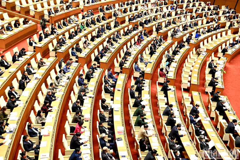 Các đại biểu tham dự hội nghị tại Nhà Quốc hội.