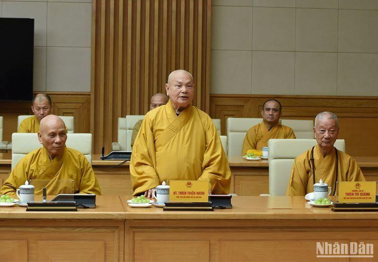 Hòa thượng Thích Thiện Nhơn, Chủ tịch Hội đồng Trị sự Giáo hội Phật giáo Việt Nam thông báo kết quả Đại hội đại biểu Phật giáo toàn quốc lần thứ IX nhiệm kỳ 2022-2027.