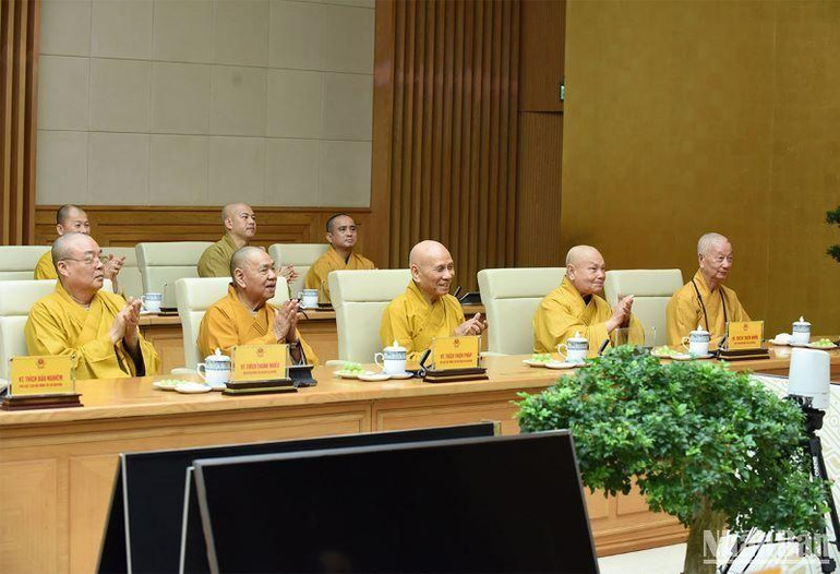 Các đại biểu Giáo hội Phật giáo Việt Nam tham dự buổi tiếp.