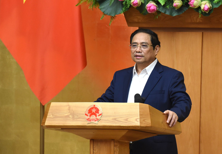 Thủ tướng Phạm Minh Chính phát biểu ý kiến tại phiên họp (Ảnh: TRẦN HẢI)