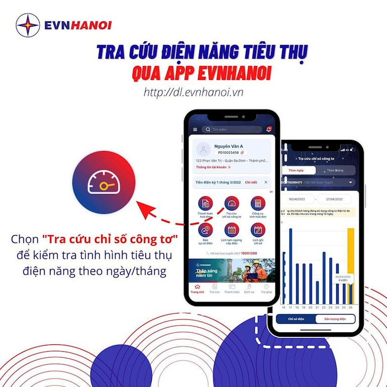 Khách hàng tại Hà Nội có thể tra cứu điện năng tiêu thụ qua App EVNHANOI