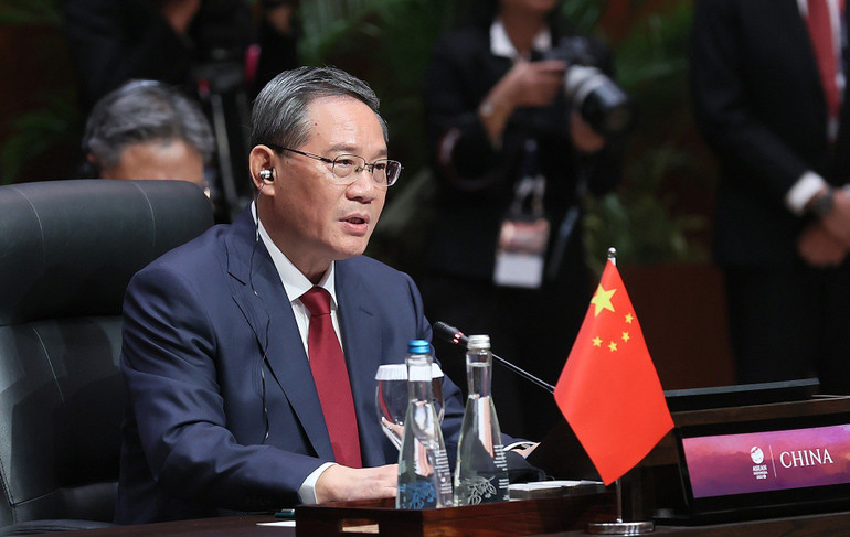Thủ tướng Trung Quốc Lý Cường phát biểu tại Hội nghị Cấp cao ASEAN - Trung Quốc lần thứ 26. (Ảnh: Dương Giang)
