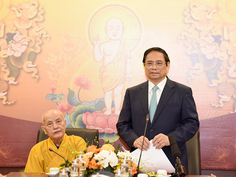 Thủ tướng Phạm Minh Chính phát biểu chúc mừng Đại lễ Phật đản - Phật lịch 2567 tại chùa Quán Sứ, Hà Nội. Thủ tướng Phạm Minh Chính phát biểu chúc mừng Đại lễ Phật đản - Phật lịch 2567 tại chùa Quán Sứ, Hà Nội.