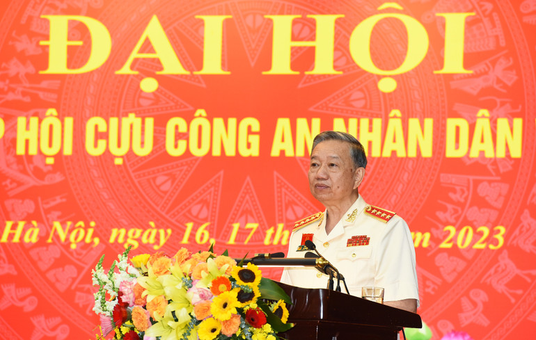 Đại tướng Tô Lâm, Bộ trưởng Công an phát biểu tại Đại hội.