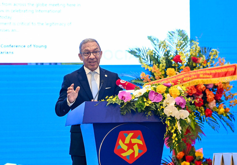 Chủ tịch IPU Duarte Pacheco cảm ơn Quốc hội Việt Nam về sự đón tiếp chu đáo. (Ảnh: DUY LINH) Chủ tịch IPU Duarte Pacheco cảm ơn Quốc hội Việt Nam về sự đón tiếp chu đáo. (Ảnh: DUY LINH)