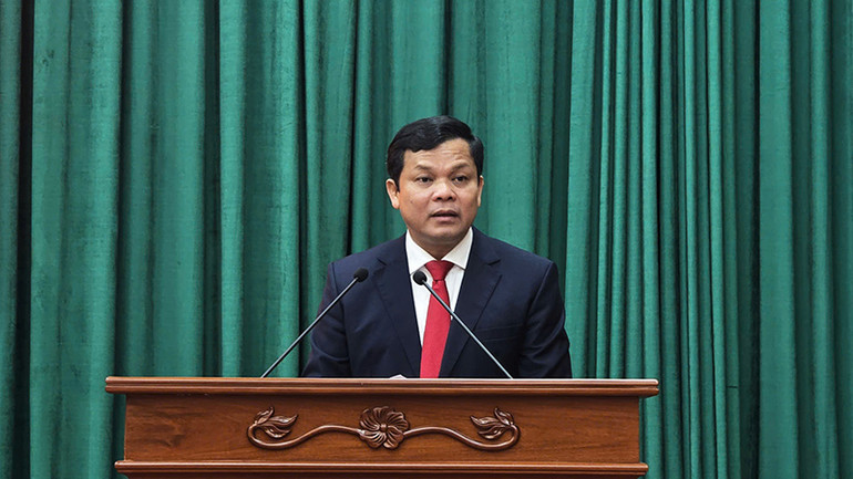 Đồng chí Nguyễn Đức Tuy phát biểu nhận nhiệm vụ.