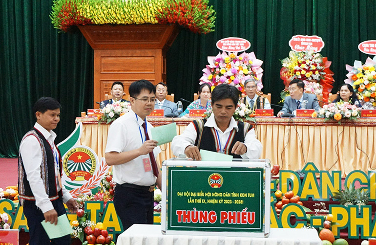 Các đại biểu bỏ phiếu bầu Ban Chấp hành khóa IX, nhiệm kỳ 2023-2028