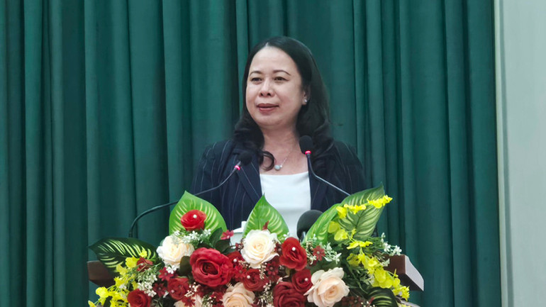 Quyền Chủ tịch nước Võ Thị Ánh Xuân phát biểu tại chương trình.