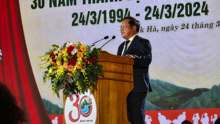 Đồng chí Lê Ngọc Tuấn phát biểu tại buổi lễ