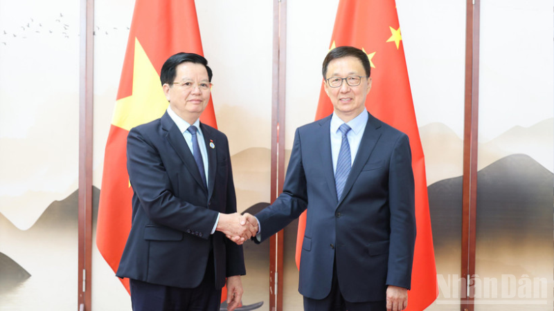Phó Thủ tướng Chính phủ Mai Văn Chính và Phó Chủ tịch nước Cộng hòa nhân dân Trung Hoa Hàn Chính.