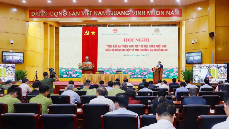 Bộ Nông nghiệp và Môi trường và Bộ Công an tổ chức Hội nghị tổng kết và triển khai một số nội dung phối hợp trong công tác bảo vệ động vật hoang dã và nguồn lợi thủy sản. (Ảnh: Khương Trung)