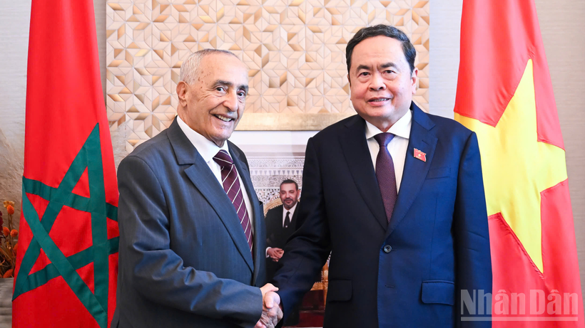 Chủ tịch Quốc hội Trần Thanh Mẫn tiếp Chủ tịch Hội hữu nghị Morocco-Việt Nam Mustapha El Ktiri. (ẢNH: VĂN CHÚC)