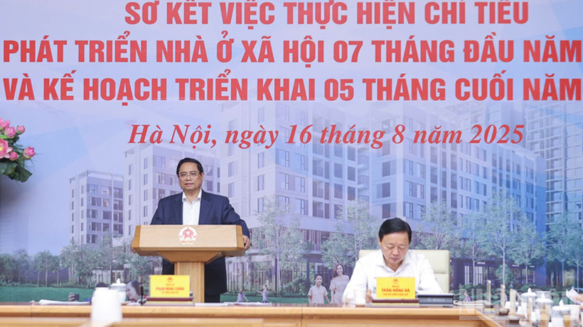 Thủ tướng Chính phủ Phạm Minh Chính chủ trì Hội nghị về phát triển nhà ở xã hội (Ảnh: Trần Hải).