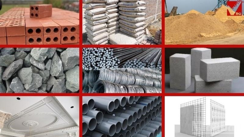 Ảnh minh họa: Các loại vật liệu dùng trong lĩnh vực xây dựng.