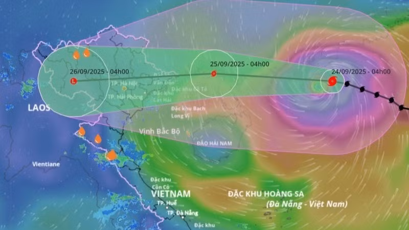 Dự kiến hướng đi của siêu bão Ragasa.