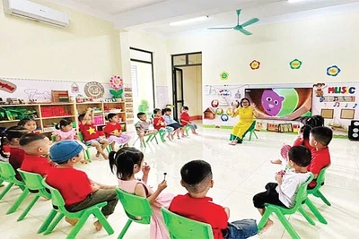 Một giờ học tại Trường mầm non Sông Cầu, phường Bắc Kạn.