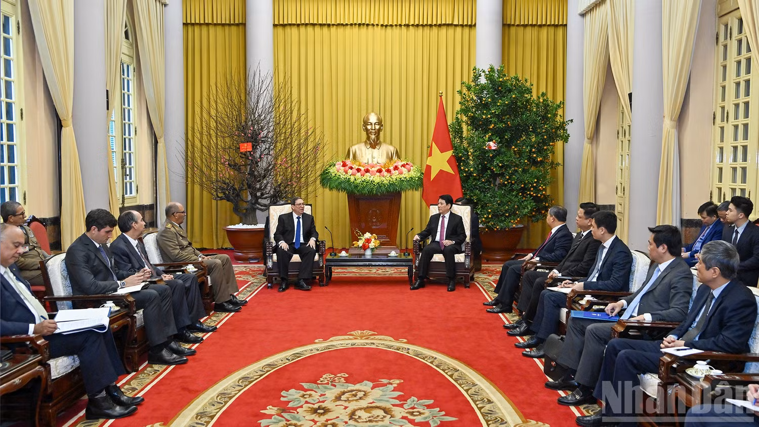 Chủ tịch nước Lương Cường tiếp Đặc phái viên Rodriguez Parrilla tại Phủ Chủ tịch.