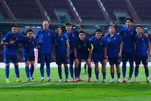 Các thành viên tuyển Thái Lan ăn mừng sau trận đấu. (Ảnh: FA Thailand)