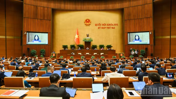 Quốc hội làm việc tại hội trường. (Ảnh: DUY LINH)