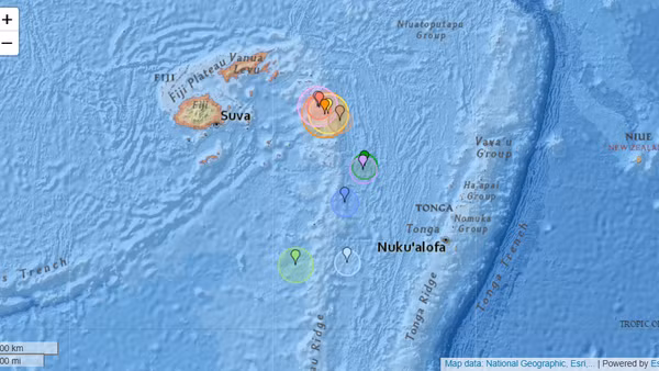 Ảnh chụp màn hình từ Earthquaketrack.