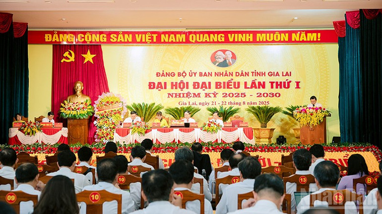 Quang cảnh Đại hội đại biểu Đảng bộ Ủy ban nhân dân tỉnh Gia Lai lần thứ I, nhiệm kỳ 2025-2030. ndo_br_a3.jpg