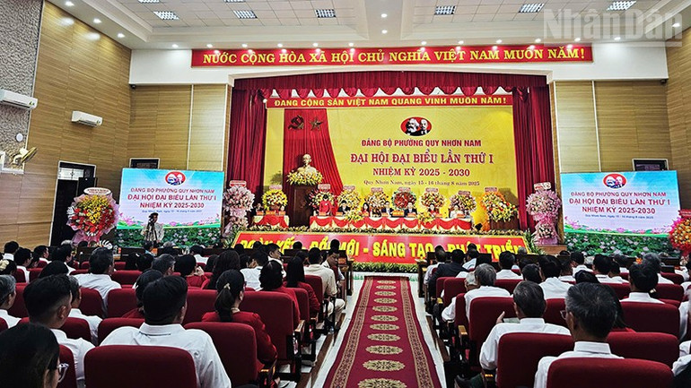Quang cảnh Đại hội đại biểu Đảng bộ phường Quy Nhơn Nam lần thứ I, nhiệm kỳ 2025-2030. ndo_tr_a1-2535.jpg