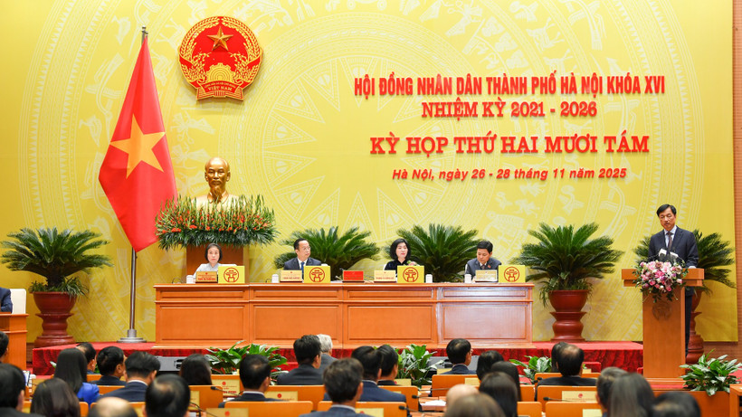 Quang cảnh phiên khai mạc Kỳ họp thứ 28 Hội đồng nhân dân thành phố Hà Nội.