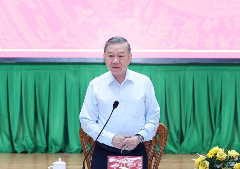 Tổng Bí thư Tô Lâm phát biểu chỉ đạo. (Ảnh: THỐNG NHẤT/TTXVN)