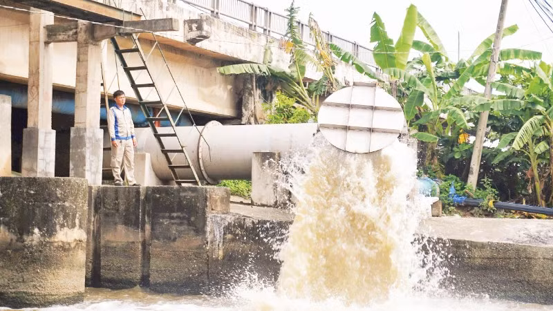 Vận hành hệ thống thủy lợi ngăn mặn, trữ ngọt phục vụ sản xuất nông nghiệp trên địa bàn Tây Ninh.