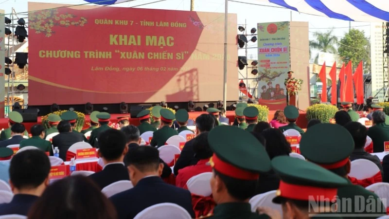 Quang cảnh Lễ khai mạc Chương trình "Xuân Chiến sĩ" lần thứ XI năm 2026 tại tỉnh Lâm Đồng.