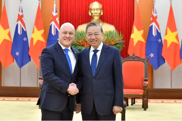 Ngày 26/2/2025, tại Trụ sở Trung ương Đảng, Tổng Bí thư Tô Lâm tiếp Thủ tướng New Zealand Christopher Luxon thăm chính thức Việt Nam và tham dự Diễn đàn Tương lai ASEAN lần thứ hai tại Hà Nội. (Ảnh: ĐĂNG KHOA)