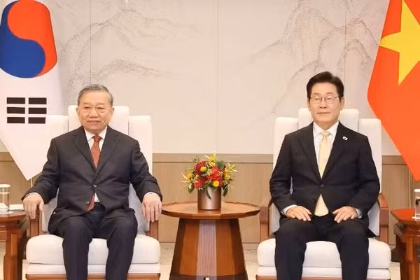 Tổng Bí thư Tô Lâm hội đàm với Tổng thống Hàn Quốc Lee Jae Myung trong chuyến thăm cấp Nhà nước tới Hàn Quốc, tháng 8/2025. (Ảnh: TTXVN)