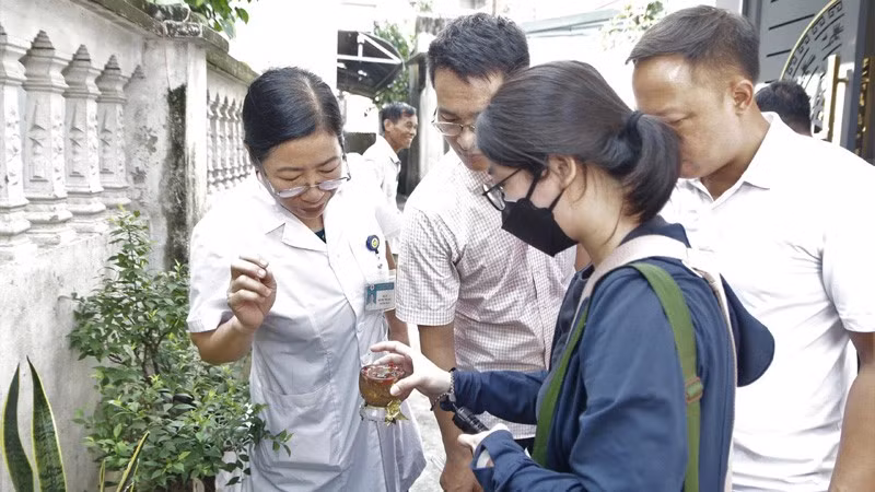 Cán bộ y tế Hà Nội giám sát, điều tra véc tơ truyền bệnh sốt xuất huyết tại cộng đồng.