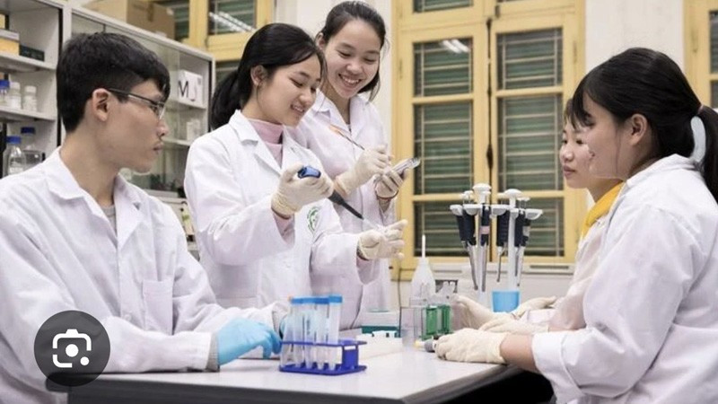 Sinh viên Trường đại học Y Dược, Đại học Quốc gia Hà Nội trong giờ thực hành.