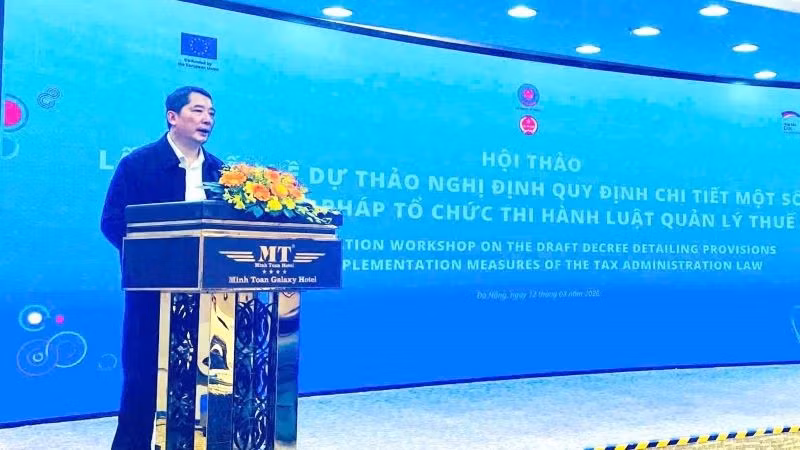Thứ trưởng Bộ Tài chính Cao Anh Tuấn phát biểu khai mạc hội thảo.
