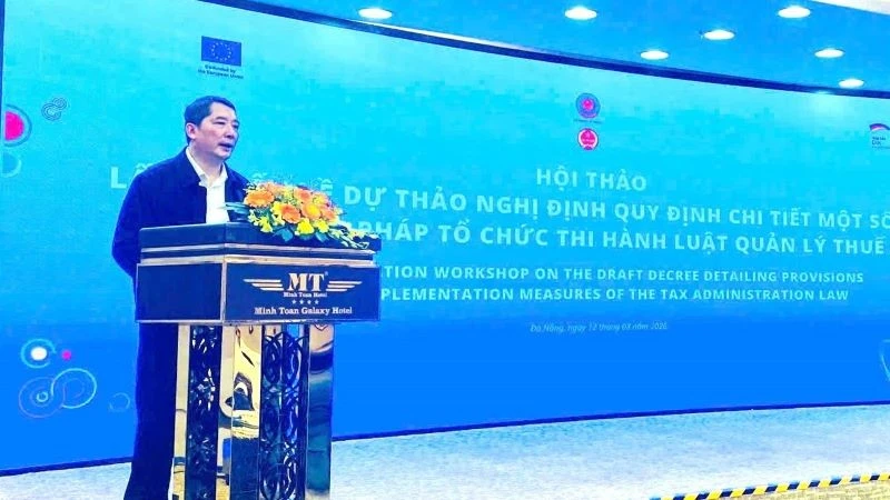 Thứ trưởng Bộ Tài chính Cao Anh Tuấn phát biểu khai mạc hội thảo.