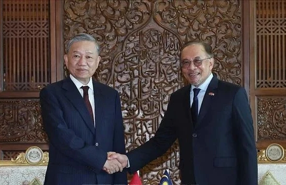 Tổng Bí thư Tô Lâm và Thủ tướng Malaysia Anwar Ibrahim tại cuộc hội đàm ngày 21/11/2024. (Ảnh: TTXVN)