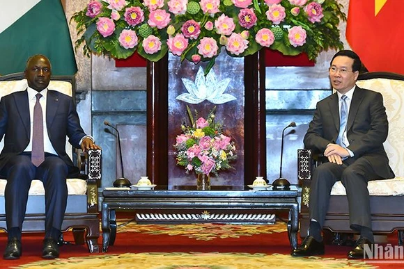 Chủ tịch nước Võ Văn Thưởng tiếp Chủ tịch Quốc hội Bờ Biển Ngà Adama Bictogo. 