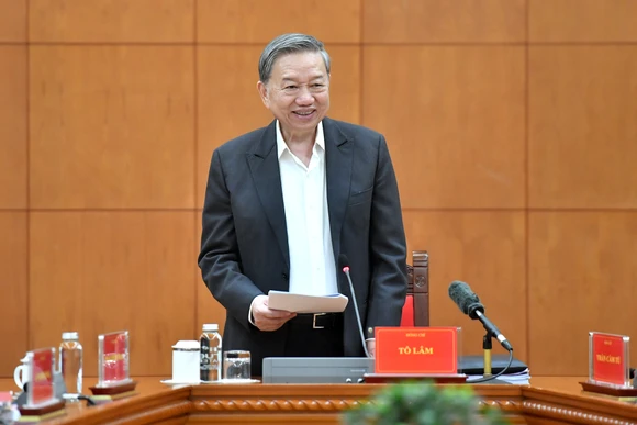 Tổng Bí thư Tô Lâm phát biểu chỉ đạo cuộc họp. (Ảnh: ĐĂNG KHOA)