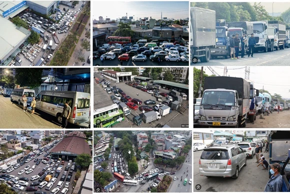 Một số hình ảnh ùn tắc phương tiện kiểm định đã xảy ra trong thời gian vừa qua.