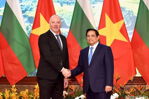 Chiều 8/1, tại Trụ sở Chính phủ, Thủ tướng Phạm Minh Chính hội kiến Chủ tịch Quốc hội Bulgaria Rossen Dimitrov Jeliazkov. (Ảnh: Trần Hải)