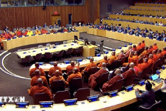 Lễ kỷ niệm Ngày quốc tế Phật đản Vesak được tổ chức tại Trụ sở Liên hợp quốc ở New York (Mỹ). (Ảnh: TTXVN)