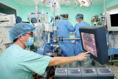 Các y bác sĩ thực hiện ghép tạng tại Bệnh viện Trung ương Huế.