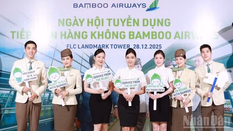 Hãng hàng không Bamboo Airways dự kiến triển khai kế hoạch tuyển dụng và đào tạo 1.000 tiếp viên hàng không trong năm 2026.