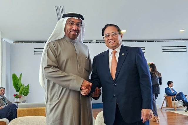 Thủ tướng Phạm Minh Chính tiếp Quốc Vụ khanh UAE Ahmed Ali Bin Al Sayegh. (Ảnh: VGP/Nhật Bắc) 6c0f3302-5858-4cf7-8bc7-dd916ff25eb4.jpg