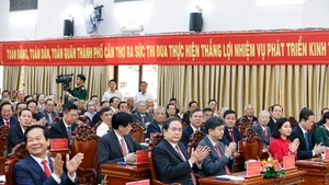 Chủ tịch Quốc hội Trần Thanh Mẫn và đại biểu dự Lễ công bố. (Ảnh: TTXVN)