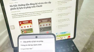 Cấp Phiếu lý lịch tư pháp trên ứng dụng định danh, xác thực điện tử VNeID. (Ảnh: TUỆ NGHI)