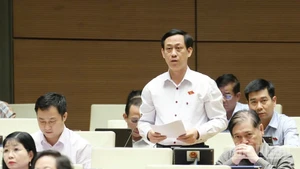 Đại biểu Mai Văn Hải (Đoàn Thanh Hóa) phát biểu tại hội trường. (Ảnh: DUY LINH)