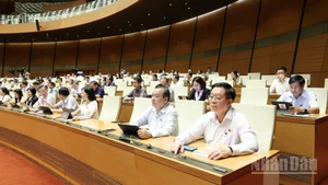 Đại biểu Quốc hội bấm nút thông qua Luật sửa đổi, bổ sung một số điều của Luật Sử dụng năng lượng tiết kiệm và hiệu quả. (Ảnh: DUY LINH)